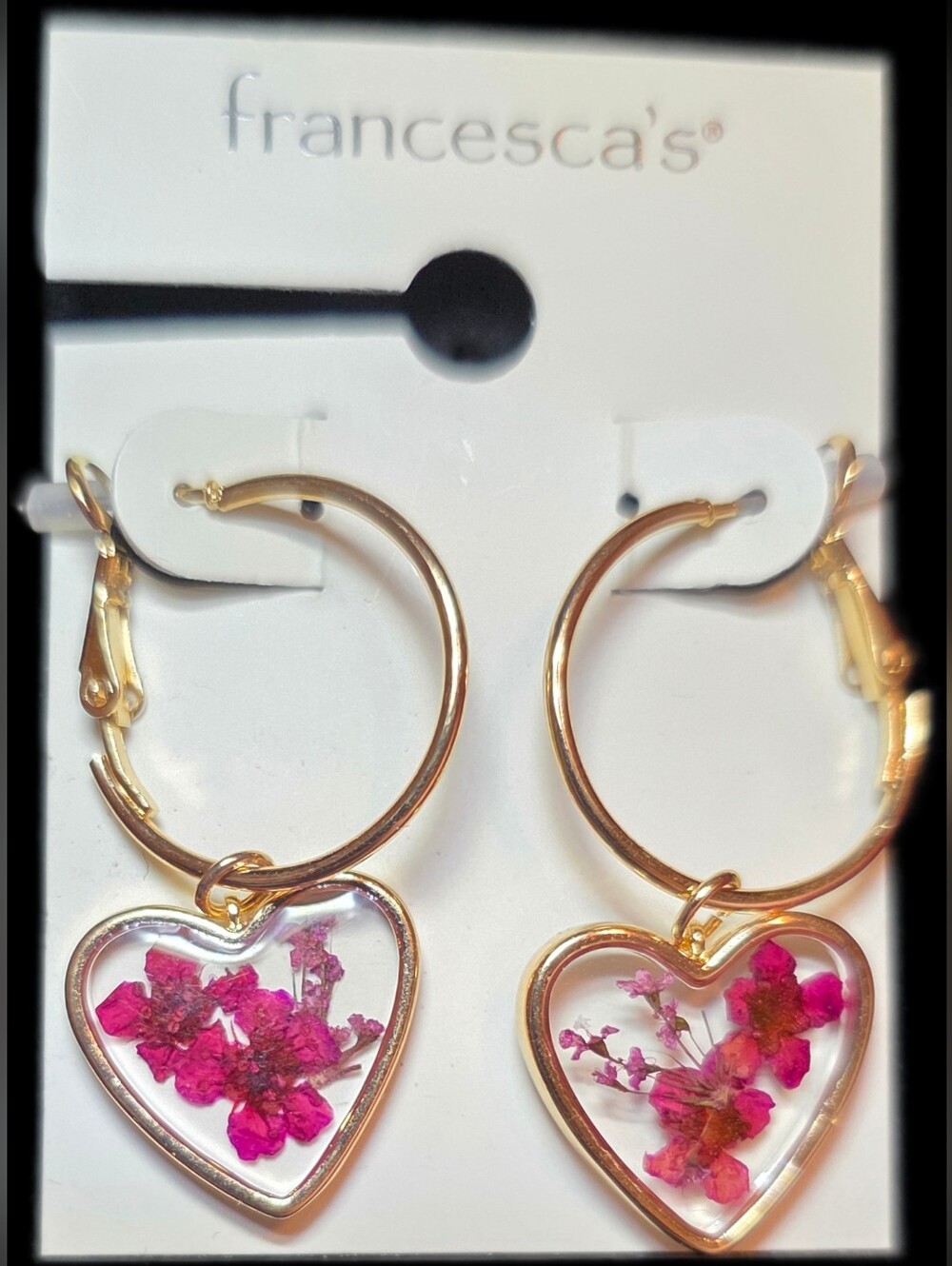 Goldtone Hoop Earrings w/Resin 🌸 Charms